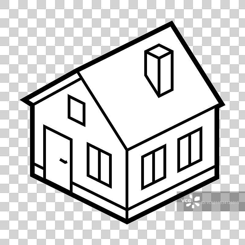 等角风格的房产图像中的小屋图标图片素材