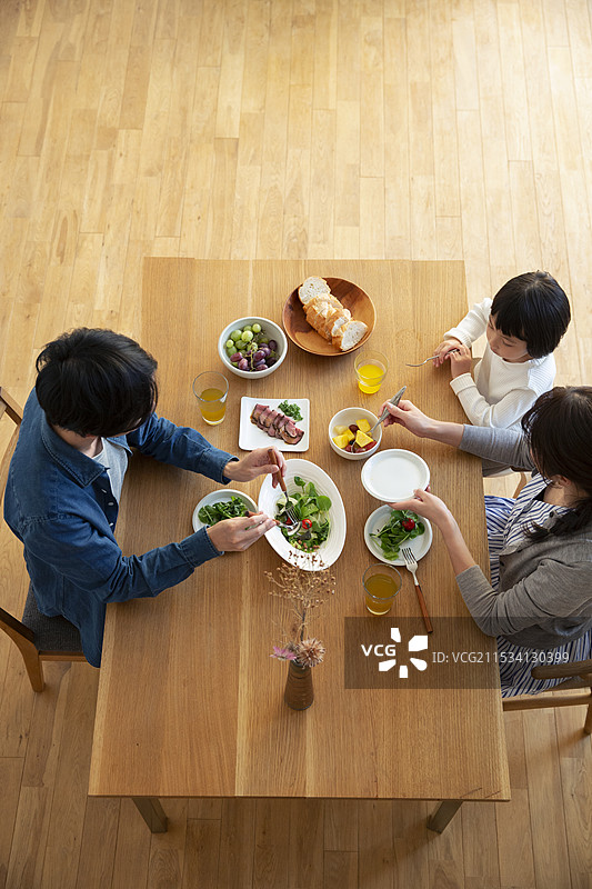 快乐的家庭用餐场景图片素材