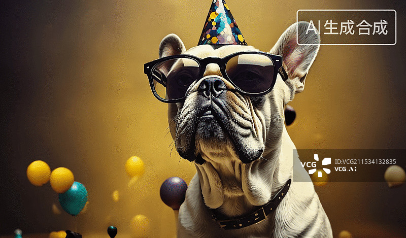 【AI数字艺术】派对狗狗图片素材