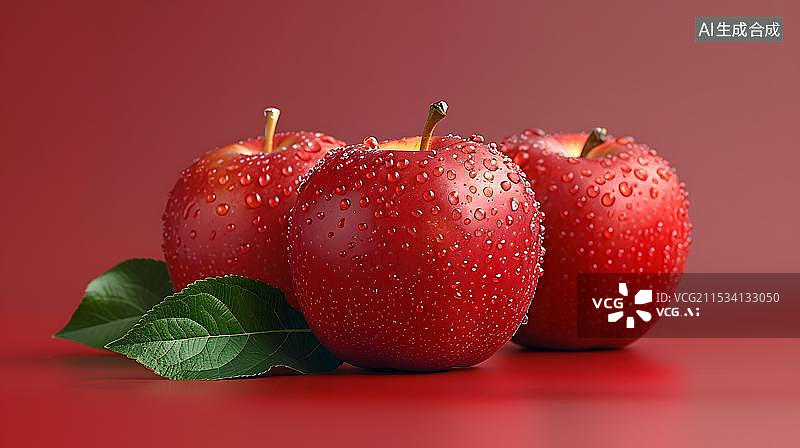 【AI数字艺术】新鲜诱人的苹果水果图片素材