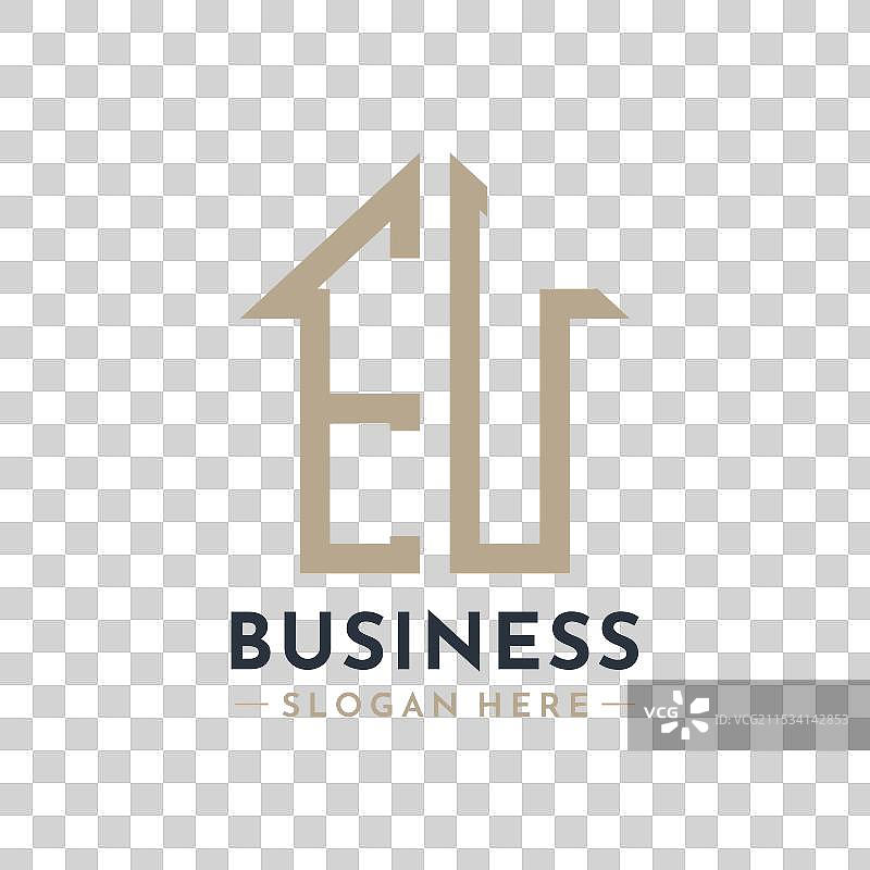 房地产业务的字母欧房屋标志图片素材