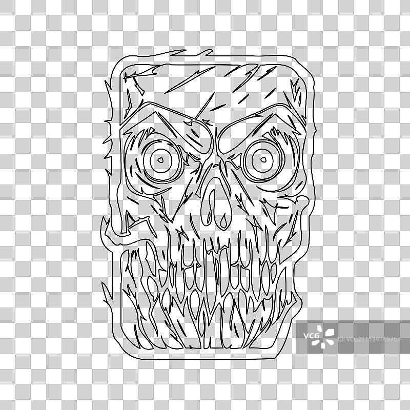 万圣节僵尸素描轮廓图片素材