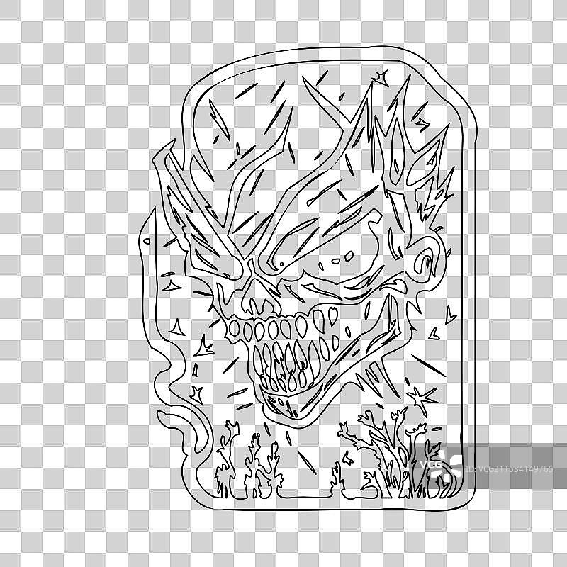 万圣节僵尸素描轮廓图片素材
