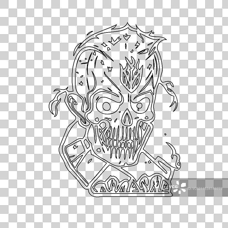 万圣节僵尸素描轮廓图片素材