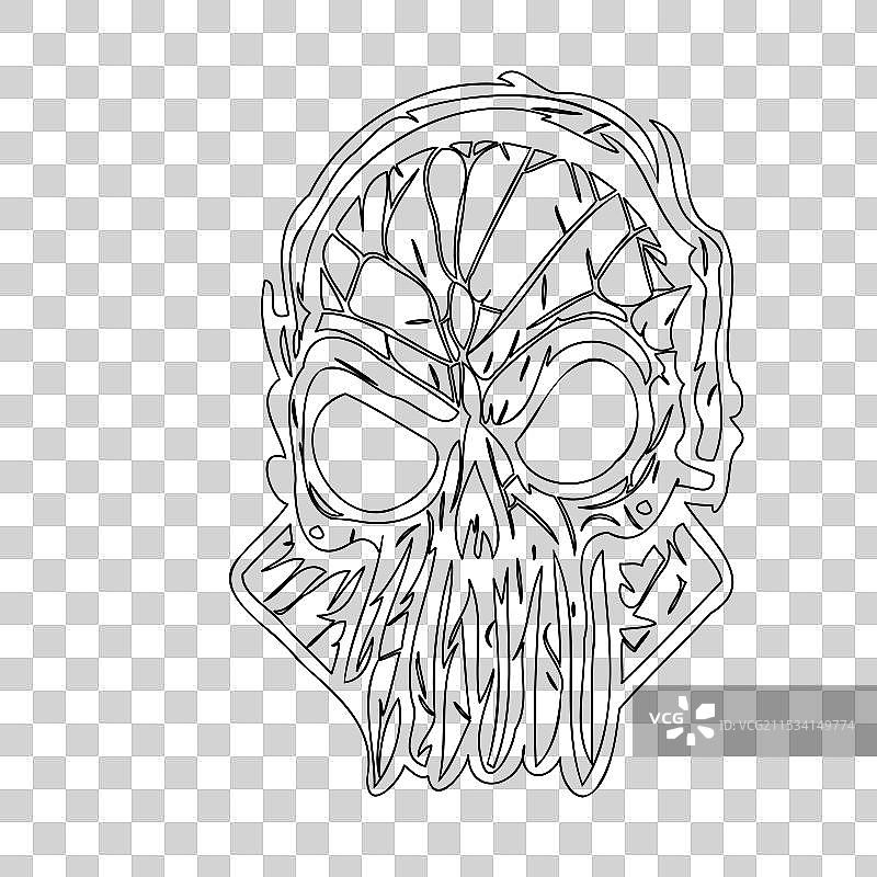 万圣节僵尸素描轮廓图片素材