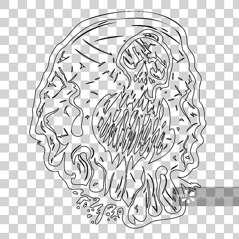 万圣节僵尸素描轮廓图片素材