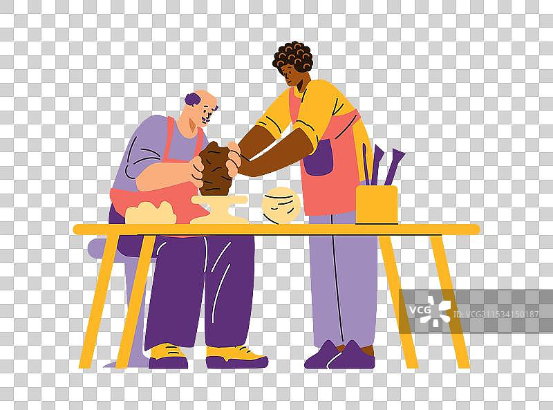 一个男人在雕刻泥土图片素材