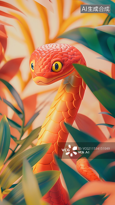 【AI数字艺术】蛇年喜庆背景插画图片素材