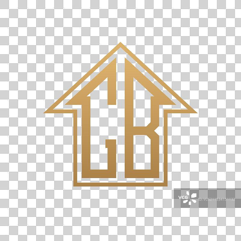 奢华的CB房屋标志 - 优雅的金色字母CB图片素材
