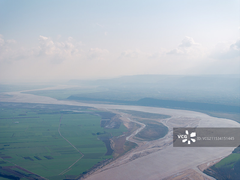 陕西省渭南市潼关县黄河风景区黄河与滩涂图片素材