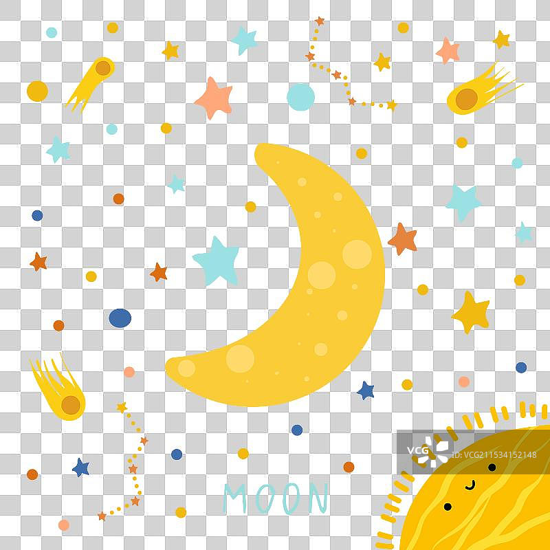 儿童的行星太阳系与月亮图片素材