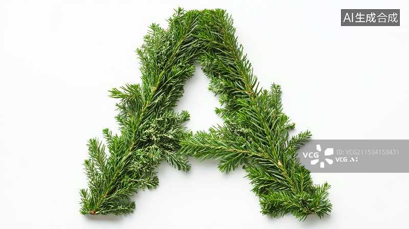 【AI数字艺术】松针树叶构成的英文字母图片素材