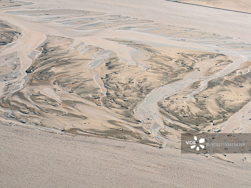陕西省渭南市潼关县黄河风景区黄河河滩水流痕迹纹理图片素材