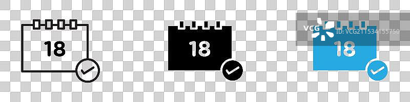 日历检查图标细线设计图片素材