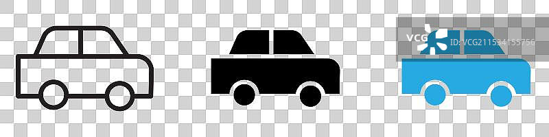 汽车图标，细线风格图片素材