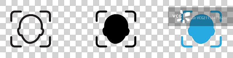 人脸识别图标，细线风格图片素材