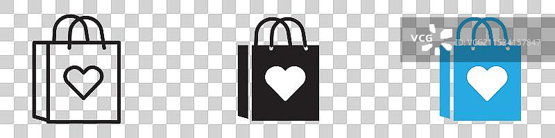 购物袋图标，细线设计图片素材