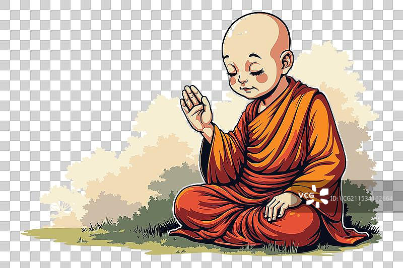 从事精神修行的佛教僧侣图片素材