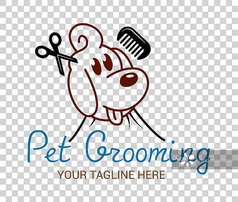 狗狗或宠物美容和洗澡的标志设计图片素材