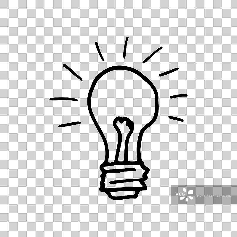 手绘风格的灯泡涂鸦图片素材