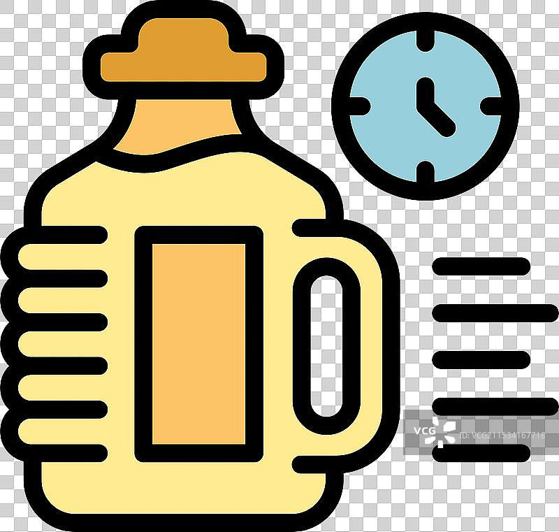 一加仑水与显示时间流逝的时钟图片素材