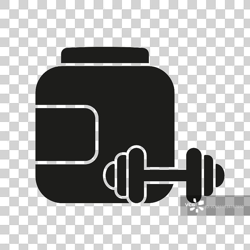 蛋白粉容器与哑铃轮廓图片素材