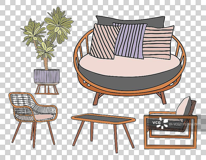 户外阳台区域花园庭院内部元素图片素材