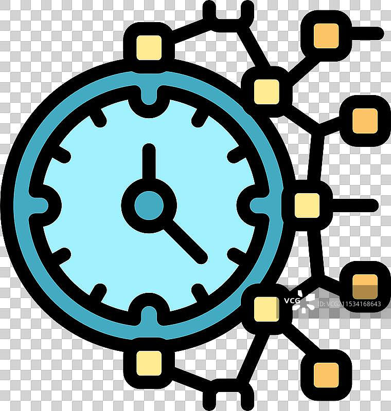 时钟连接网络，象征时间图片素材