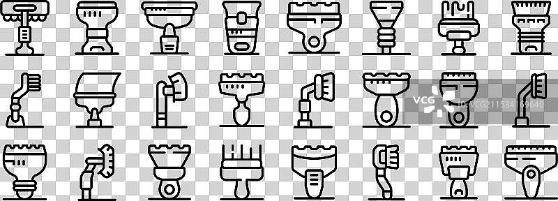 清洁汽车图标集与游泳池清洁图片素材