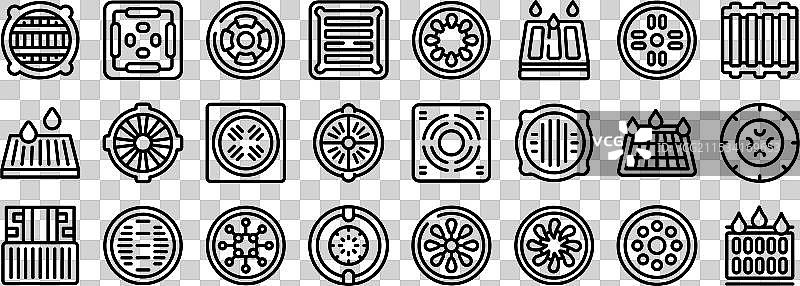 排水井盖图标集图片素材