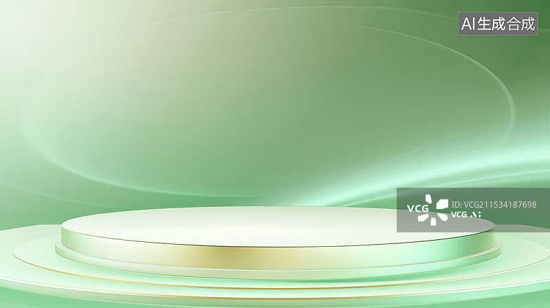 【AI数字艺术】绿色清新电商产品展台商务科技背景图片素材