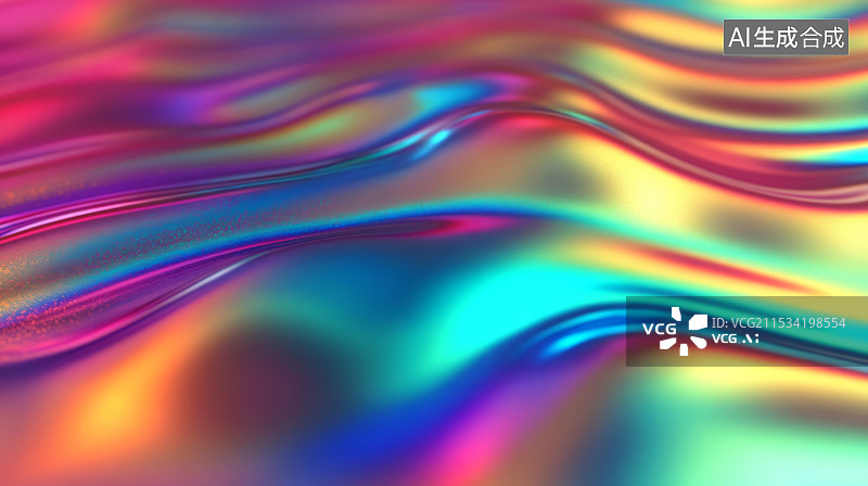【AI数字艺术】镭射彩虹油膜流动光影背景图片素材