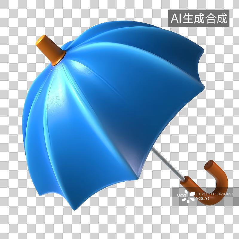 【AI数字艺术】蓝色的雨伞3D插画设计免扣图形图片素材