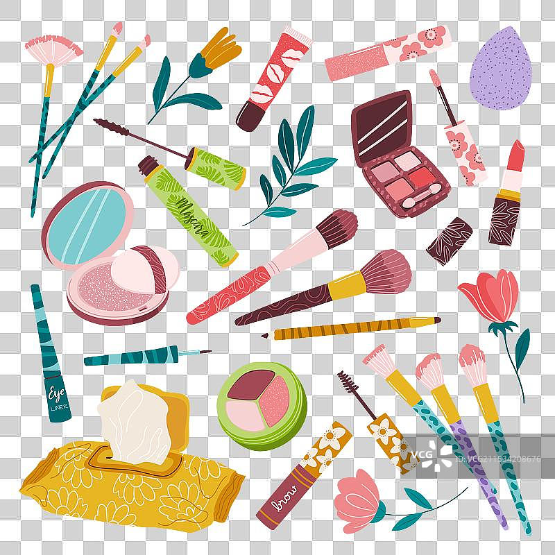 化妆套装与装饰性美容产品图片素材