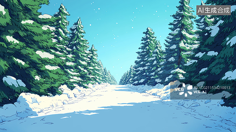【AI数字艺术】冬天雪地滑雪运动赛道场景海报图片素材