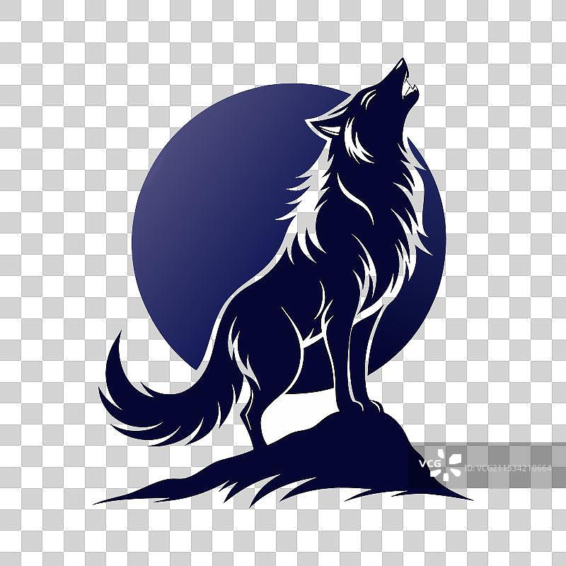 月光下的狼轮廓流露出优雅之感图片素材