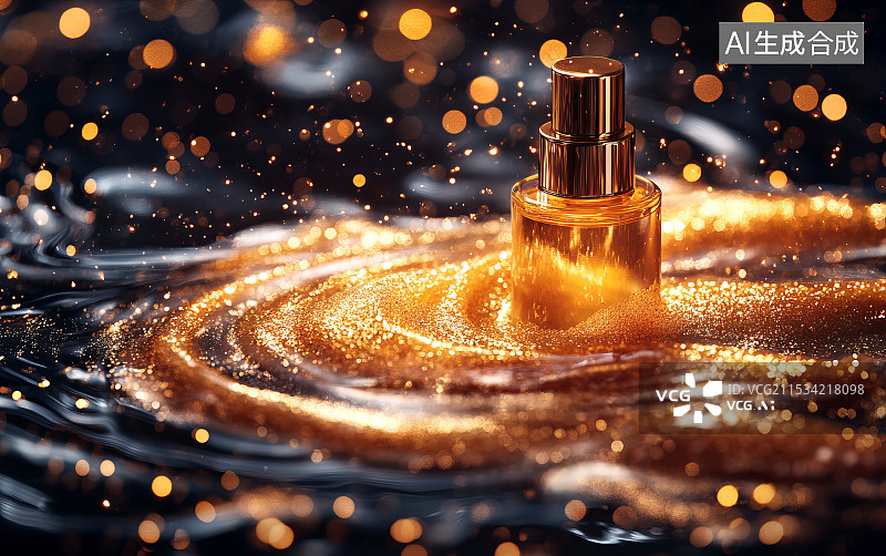 【AI数字艺术】金色的化妆品膏状图片素材