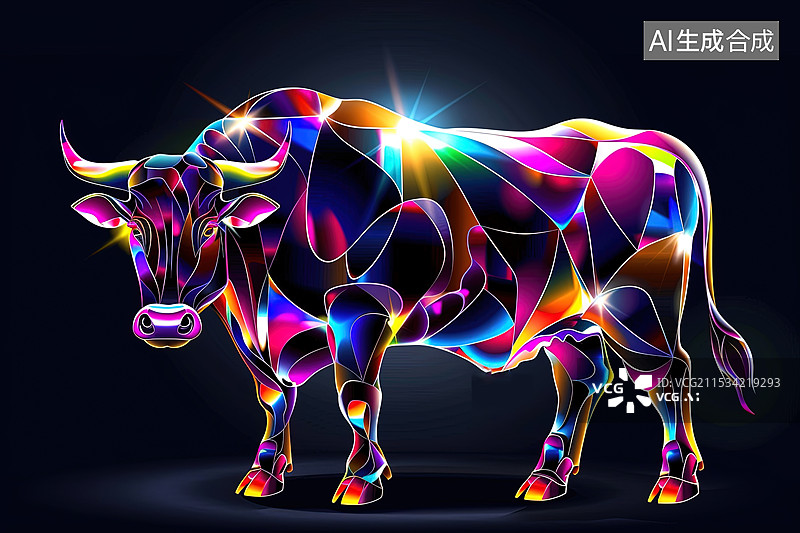 【AI数字艺术】高美感特效插图牛图片素材