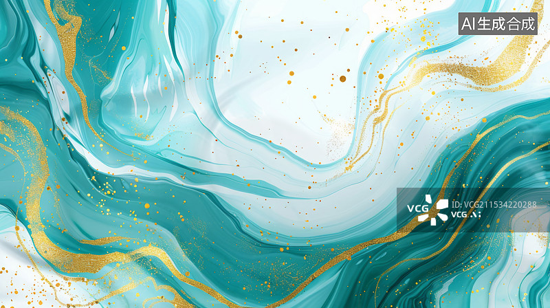 【AI数字艺术】优雅的蓝色和金色大理石壁纸, 金色点缀图片素材