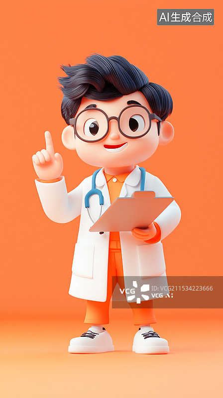 【AI数字艺术】3D卡通医生图片素材