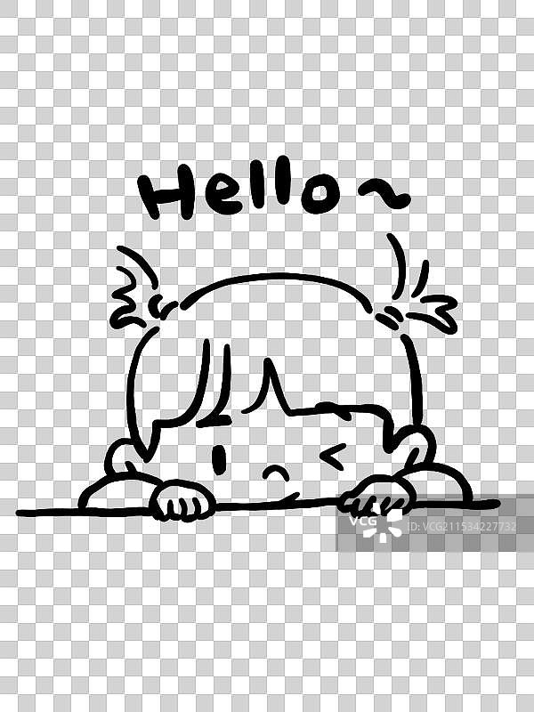 ins风简笔画小女孩图片素材