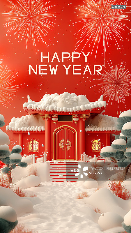 【AI数字艺术】3D元旦主题海报图片素材