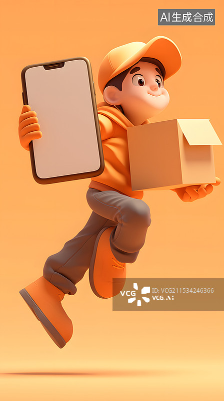 【AI数字艺术】快递小哥火速送件图片素材