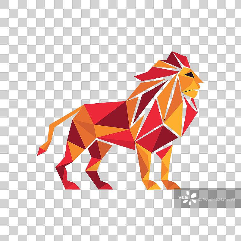 雄伟的角度狮子几何力量图片素材