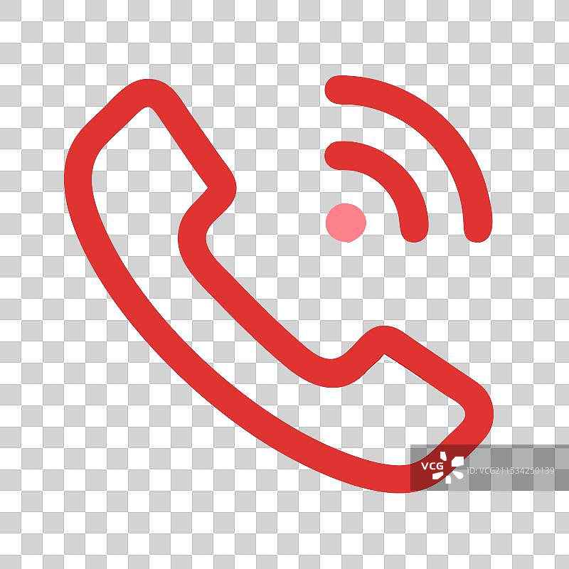 黑白电话听筒图标，带有心形图案图片素材