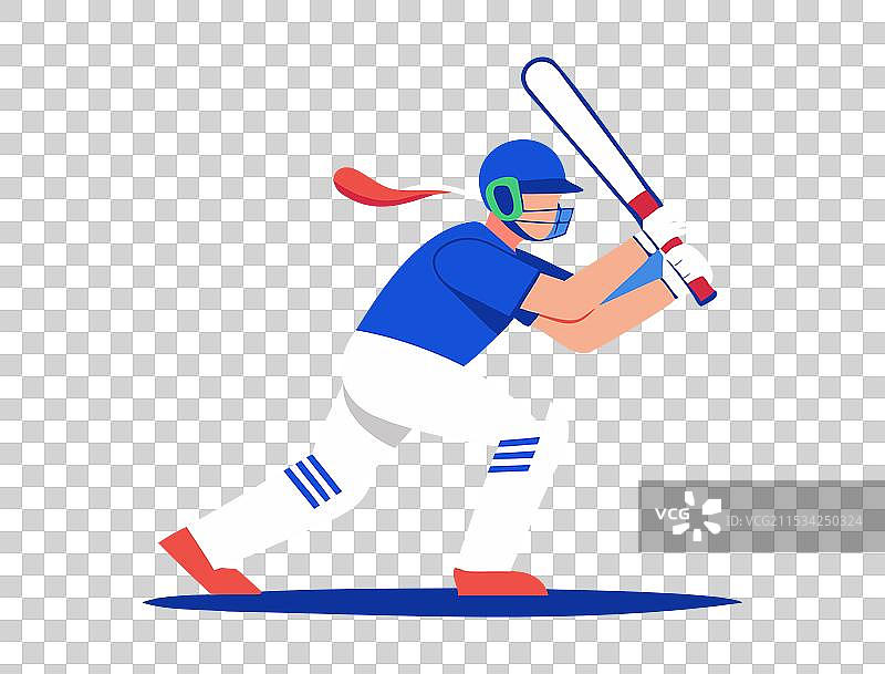 动态的板球运动员在比赛中图片素材