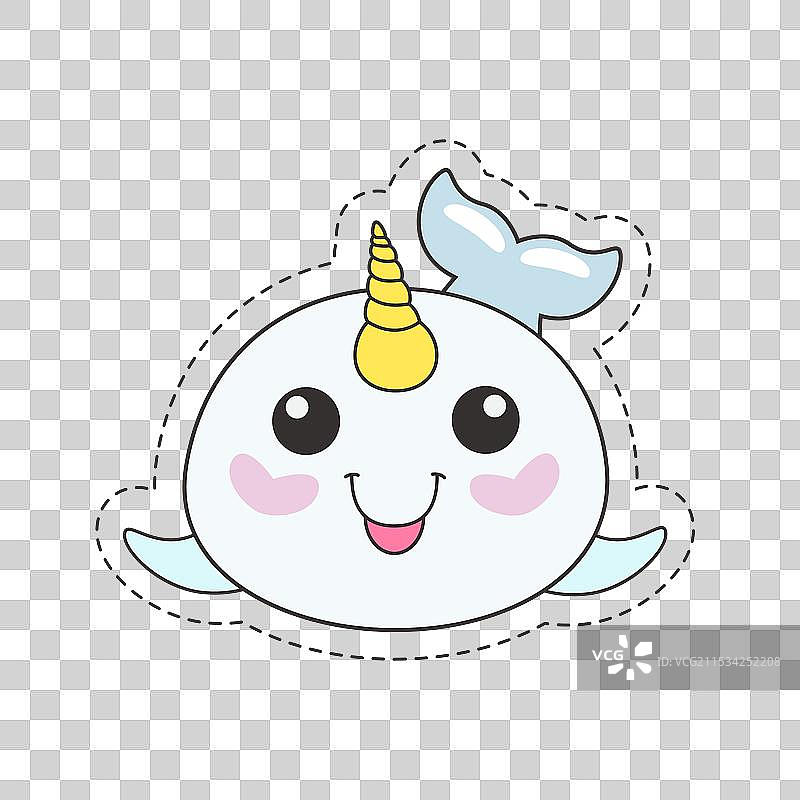 可爱的独角鲸贴纸图片素材