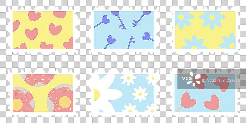 一套色彩丰富的可爱邮票图片素材