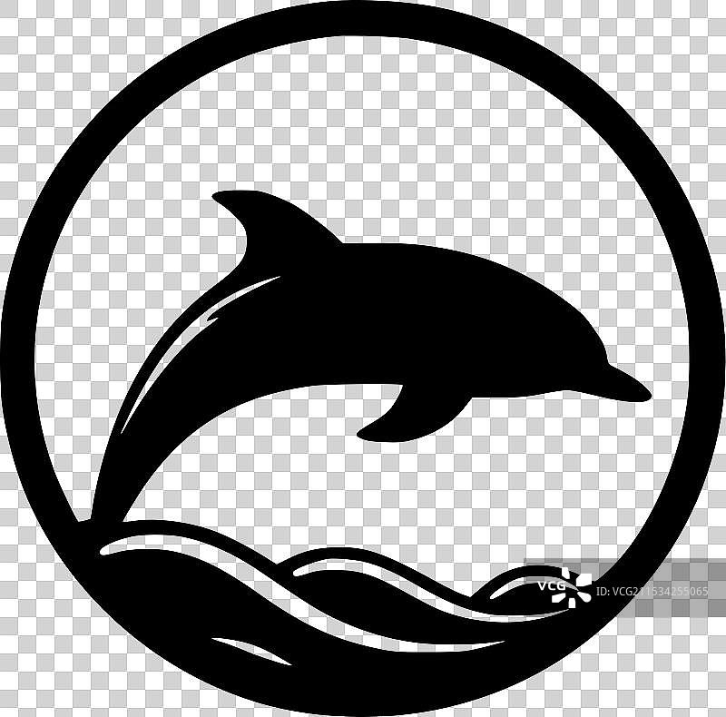 海豚 - 极简风格的平面logo图片素材