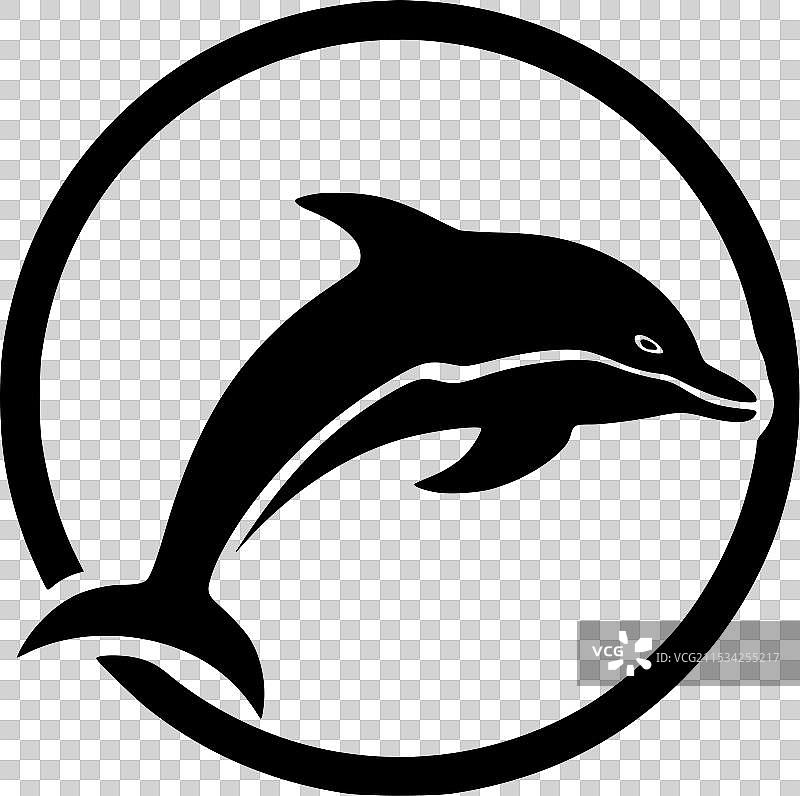 黑白孤立的海豚图标图片素材